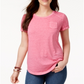 Style & Co Women's Burnout T-Shirt Pink Size -L