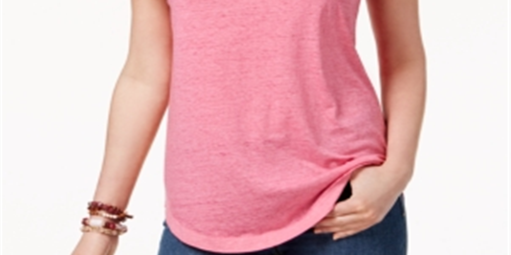 Style & Co Women's Burnout T-Shirt Pink Size -L