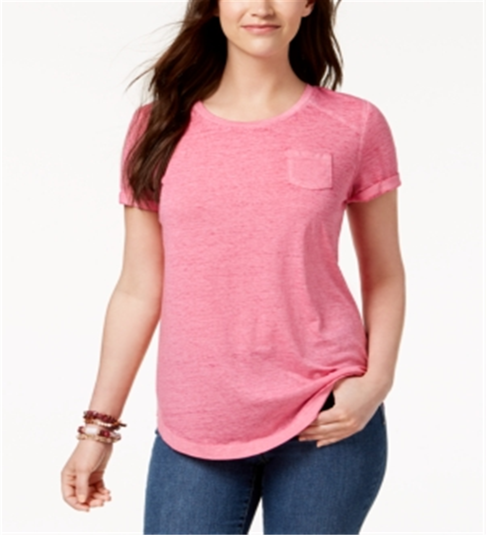 Style & Co Women's Burnout T-Shirt Pink Size XL