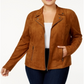 Style & Co Women's Plus Faux Suede Long Sleeves Basic Jacket Brown Size 0X
