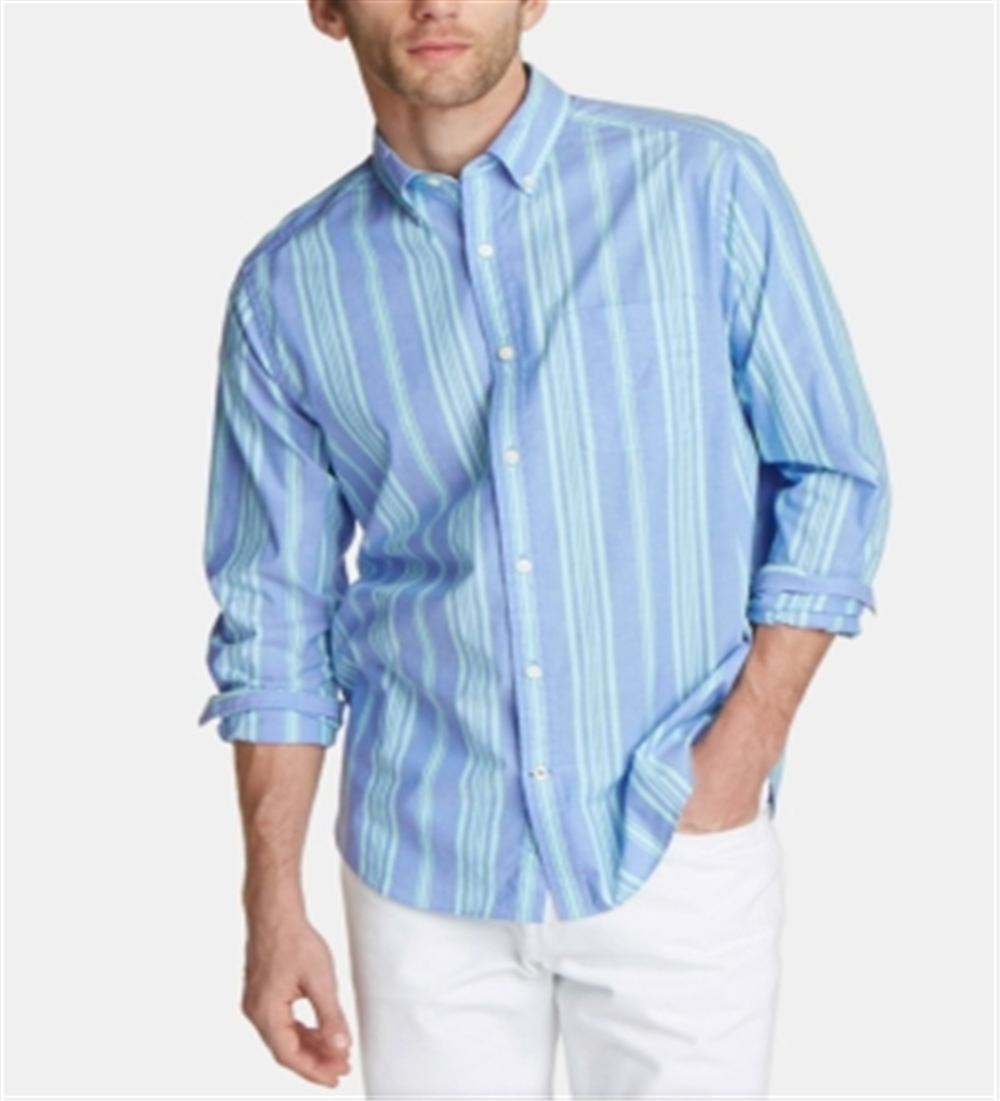 Nautica Blue Women's Button Down Stripe Classic Fit Shirt Blue Size Small