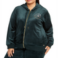 Calvin Klein Women's Beaded Logo Velour Hoodie Green Size -0X