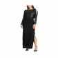 Ralph Lauren Women's Sequined Cut Out Long Sleeve Jewel Neck Maxi Evening Sheath Dress Black Size 14