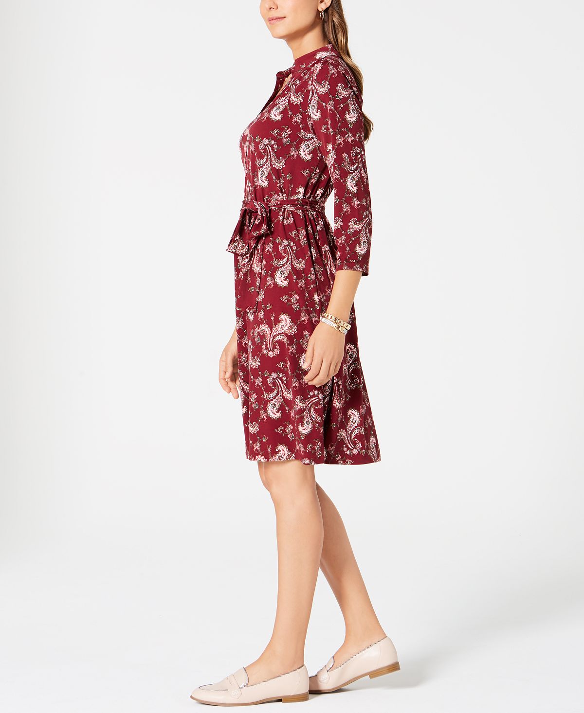 Charter Club Women's Printed Polo Shirtdress Red Size Petite XL