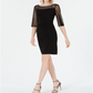 R & M Richards Women's Sheath Mesh Trim Rhinestone Neck Dress Black Size 10