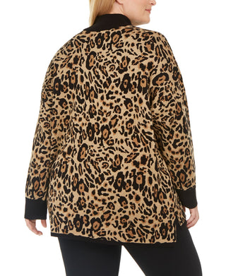 Calvin Klein Women's Plus Animal Print Pullover Sweater Brown Size 2X