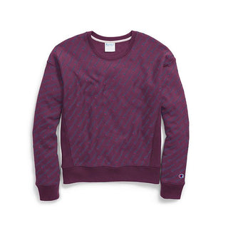 Champion Girl's Life Reverse Weave Crew All Over Logo Tossed C Venetian Shirt Purple Size Small