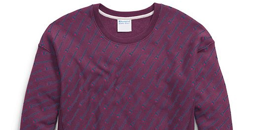 Champion Girl's Life Reverse Weave Crew All Over Logo Tossed C Venetian Shirt Purple Size Small