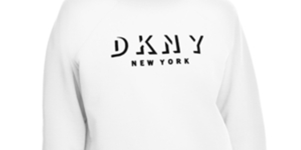 DKNY Women's Sport Flocked Logo Sweatshirt White- Size S