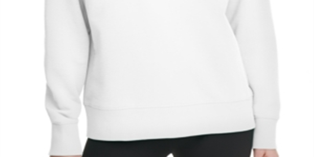 DKNY Women's Sport Flocked Logo Sweatshirt White- Size S