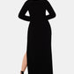 Xscape Women's Long Sleeve V Neck Full-Length Sheath Evening Dress Black Size 14W