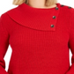 Style & Co Women's Envelope Neck Scalloped Edge Sweater Green Size Petite L