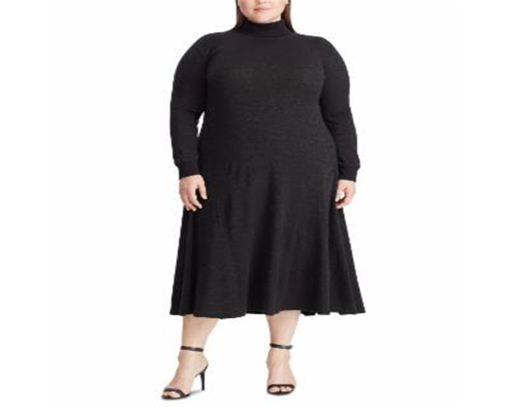 Ralph Lauren Women's High Neck Dress Polo Black Size 2X