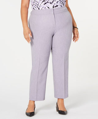 Kasper Women's Plus Stretch Crepe Pants Purple Size 14 W
