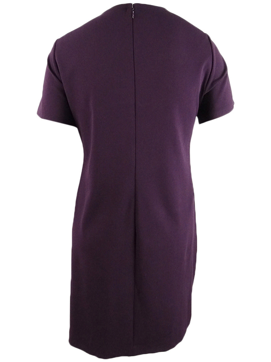 Tommy Hilfiger Women's Plus Scuba Crepe Pocket Shift Dress Purple Size 14W