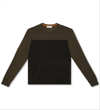 Calvin Klein Men's Merino Colorblock Sweater Green Size X-Large