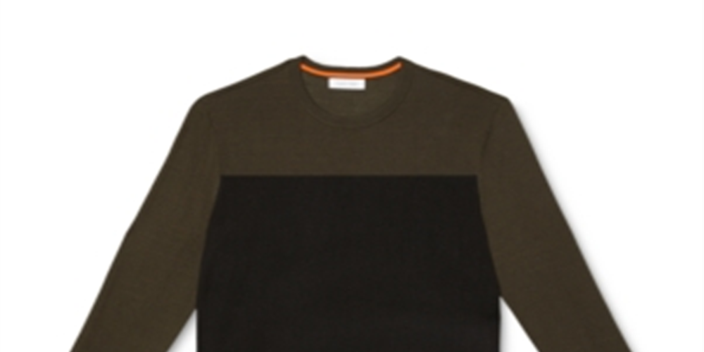 Calvin Klein Men's Merino Colorblock Sweater Green Size X-Large