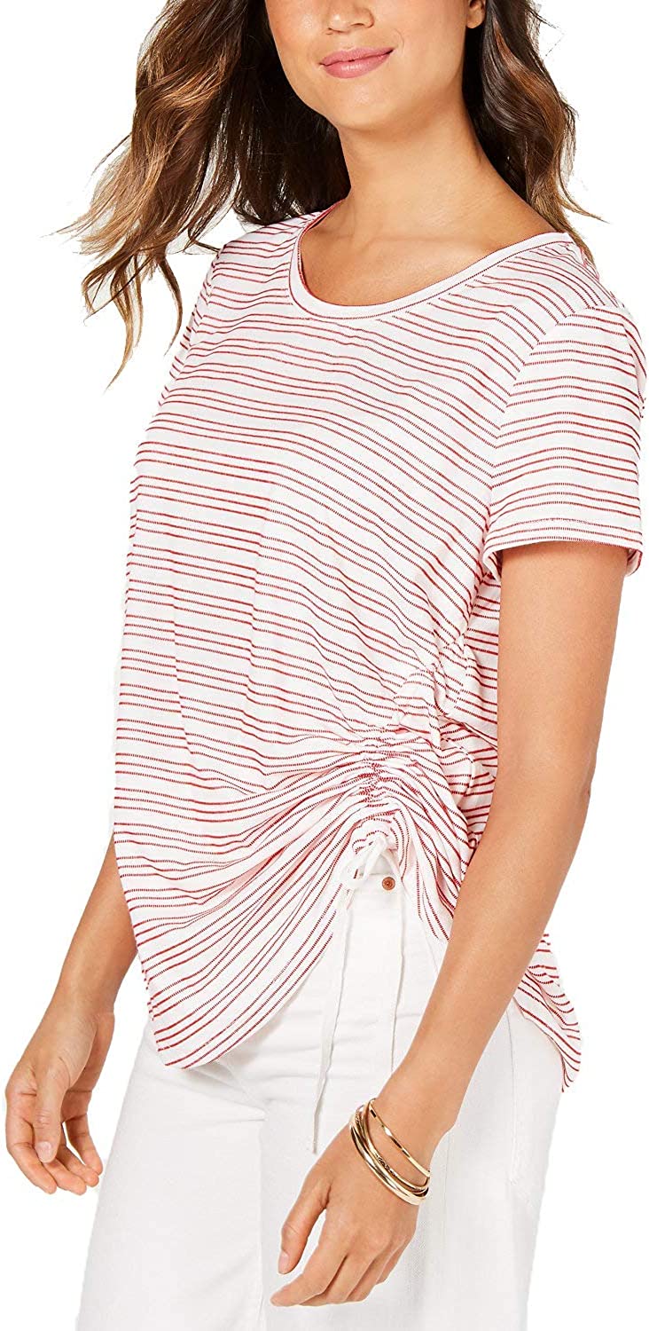 Style & Co Women's Striped Short Sleeve T-Shirt Top RedSize XX-Large