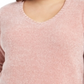 Karen Scott Women's Plus V Neck Chenille Sweater Pink Size 2X