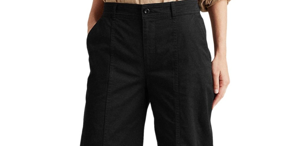 Ralph Lauren Women's Cropped Hi rise Wide Leg Pants Black Size 12