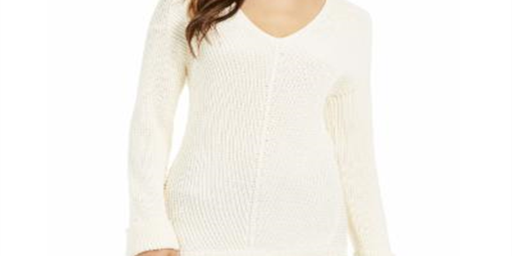 Charter Club Women's Petite Cotton Ribbed Cuffed Sweater - White Size Petite XL