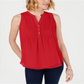 Charter Club Women's Sleeveless Pintuck Blouse Red Size X-Small