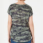 Style & Co Women's Camo Print Scoop Neck Top Green Size Small
