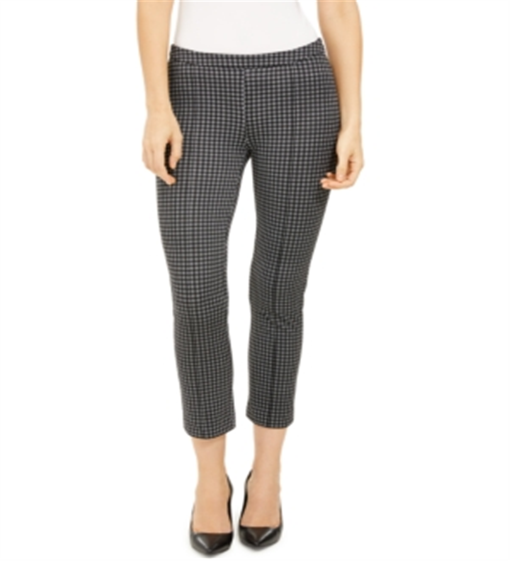 Michael Kors Women's Check Cropped Wear to Work Pants Gray Size Large
