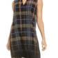 Bar III Women's Plaid Dip Dye Tunic Black Size L