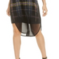 Bar III Women's Plaid Dip Dye Tunic Black Size L
