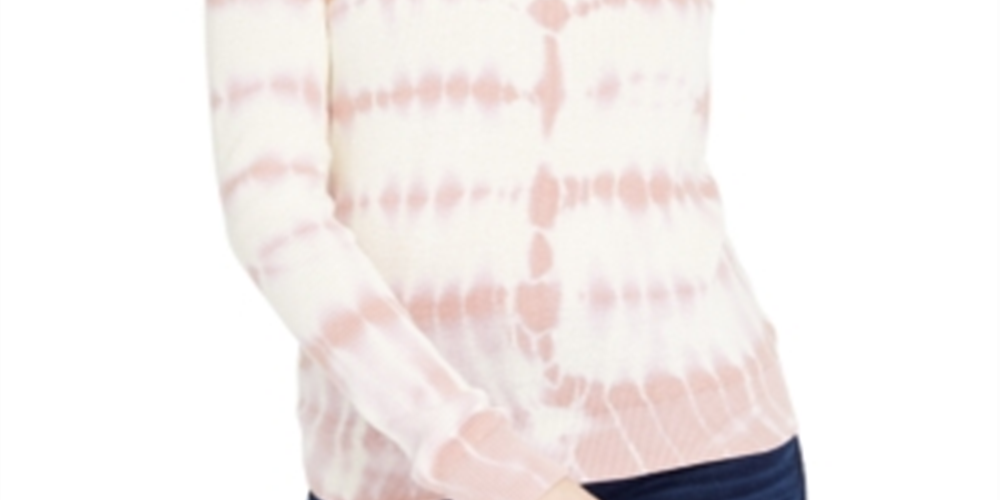 INC International Concepts Women's Cotton Tie Dye Sweater Pink Size M