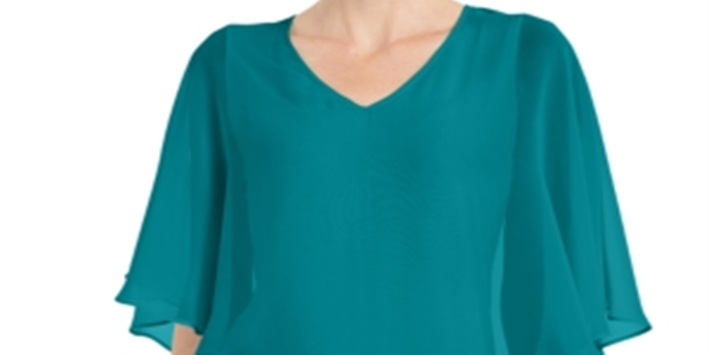 JM Collection Women's Overlay Top Blue Size Petite XL