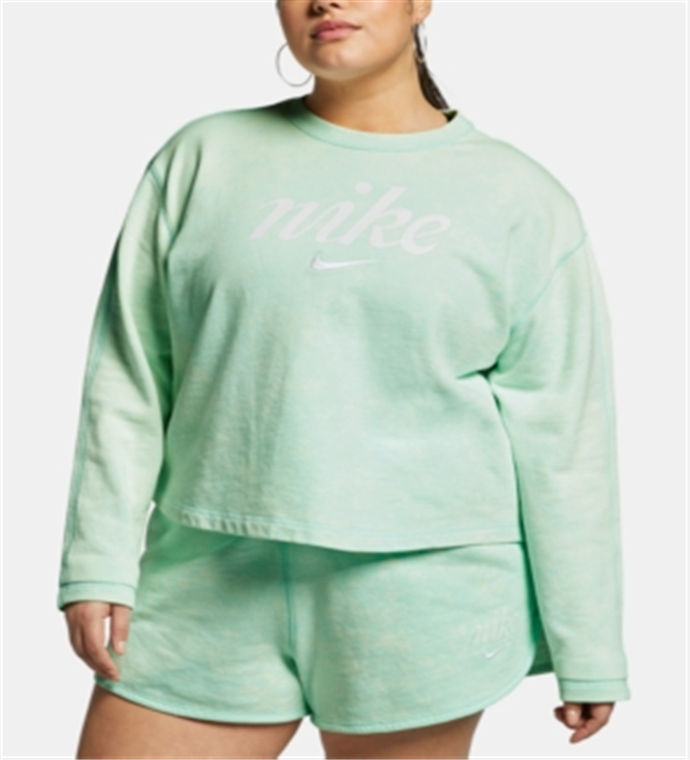 Nike Women's Sportswear Cotton Cropped Sweatshirt Green Size X-Large