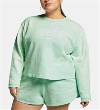 Nike Women's Sportswear Cotton Cropped Sweatshirt Green Size X-Large