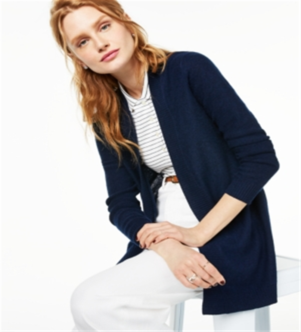 Charter Club Women's Nicki Cashmere Open Front Cardigan Blue Size Petite S