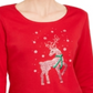 Karen Scott Women's Rhinestone Reindeer Holiday Shirt Red Size X-Small