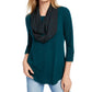 BCX Junior's Ruched Sleeve Scarf Top Teal Size X-Small