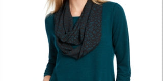 BCX Junior's Ruched Sleeve Scarf Top Teal Size X-Small