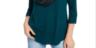 BCX Junior's Ruched Sleeve Scarf Top Teal Size X-Small