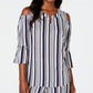 JM Collection Women's Cold Shoulder Keyhole Neck Top Multi Size Small