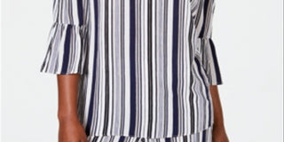 JM Collection Women's Cold Shoulder Keyhole Neck Top Multi Size Small