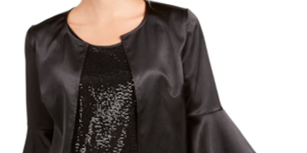 28th & Park Women's Satin Jacket & Sequined Tank Top Black Size 12