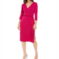 INC International Concepts Women's V Neck Knee Length Wrap Dress Pink Size Large