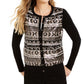 Charter Club Women's Sequined Fair Isle Cardigan Black Size Medium