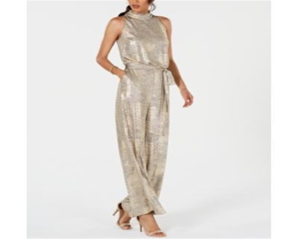 Vince Camuto Women's Metallic Jumpsuit Gold Size 6