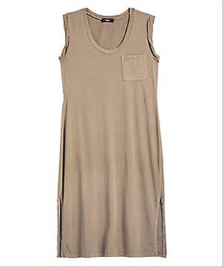 Theory Women's Cotton Casual T-Shirt Dress -Brown Size P
