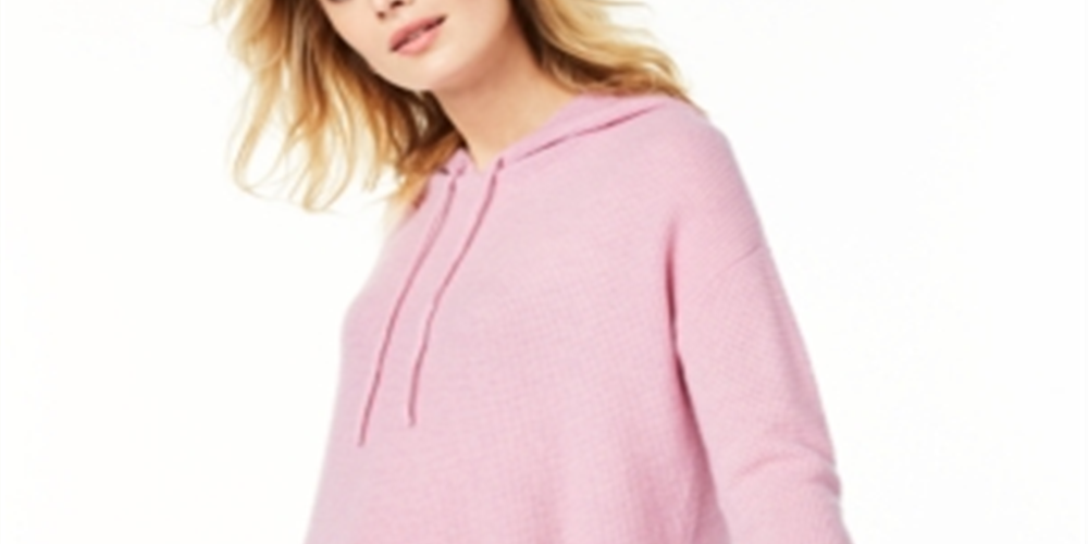 Charter Club Women's Cashmere Thermal Hoodie Sweater Pink Size X-Small