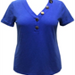 JM Collection Women's Mixed Button Top Blue Size Medium