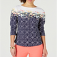 Charter Club Women's Pima Cotton Combo-Print Top  Blue Size XL