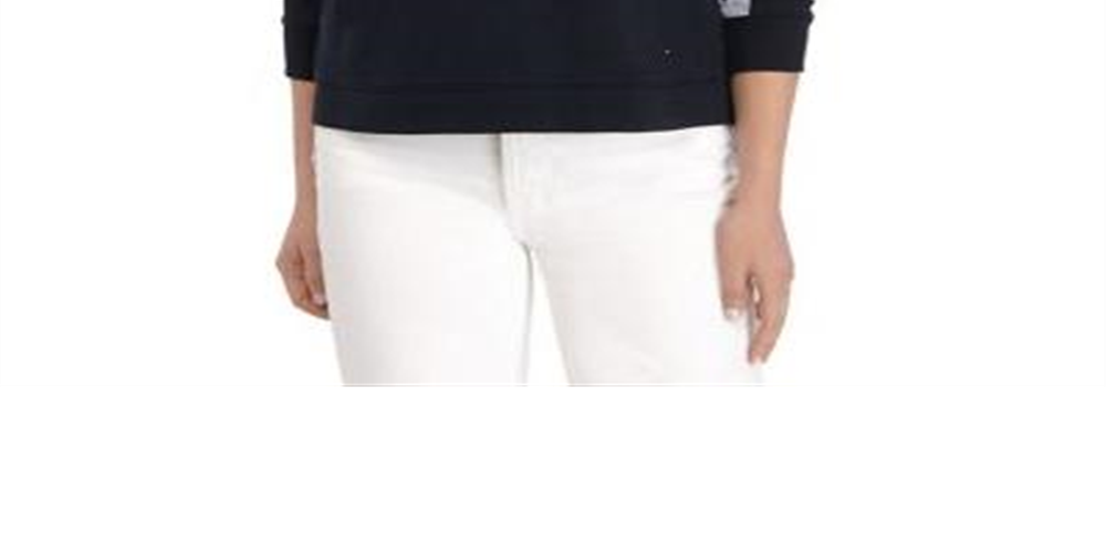 Tommy Hilfiger Women's Woven Trim Sweatshirt Blue  Size Large
